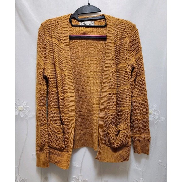 Moondance Womens Large Orange Cardigan Sweater Crop Rustic Earthy Knit Goblin - Picture 1 of 14
